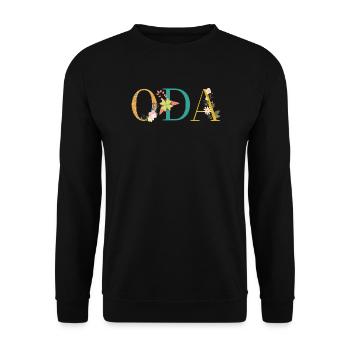 ODA Name mit Blumen geschmückt - Unisex Pullover - Schwarz - Vorne - Alina (178cm) & Michal (187cm)