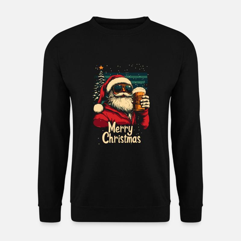 Weihnachtsmann mit Bier Weihnachtsfeier - Unisex Pullover - Schwarz