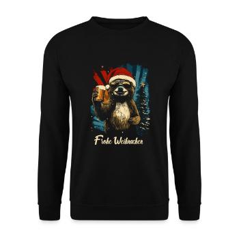 Weihnachtsfeier Bier Faultier lustig - Unisex Pullover - Schwarz - Vorne - Alina (178cm) & Michal (187cm)