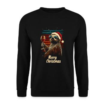 Christmas Party Wine Sloth Funny - Unisex Sweatshirt - black - Front - Alina (178cm) & Michal (187cm)
