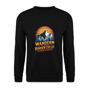 Wandern mit meinem Border Collie - Unisex Pullover - Schwarz - Vorne - Alina (178cm) & Michal (187cm)