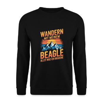 Wandern mit meinem Beagle - Unisex Pullover - Schwarz - Vorne - Alina (178cm) & Michal (187cm)