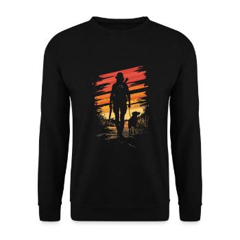 Chasseresse avec chien Vintage - Sweat-shirt Unisexe - noir - Devant - Alina (178cm) & Michal (187cm)
