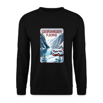 Geiranger Fjord - Unisex Pullover - Schwarz - Vorne - Alina (178cm) & Michal (187cm)