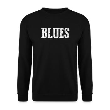 Vintage Blues Typografie Design - Unisex Pullover - Schwarz - Vorne - Alina (178cm) & Michal (187cm)