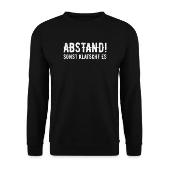 Abstand sonst klatscht es - Unisex Pullover - Schwarz - Vorne - Alina (178cm) & Michal (187cm)