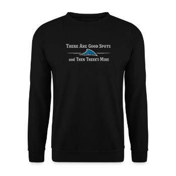 Endroit secret pour la pêche – ne demandez pas - Sweat-shirt Unisexe - noir - Devant - Alina (178cm) & Michal (187cm)