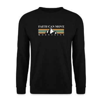 Glaube bewegt Berge – Retro Berglandschaft - Unisex Pullover - Schwarz - Vorne - Alina (178cm) & Michal (187cm)
