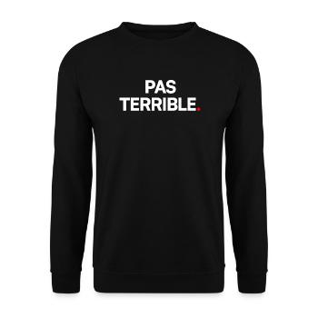 NOT GREAT. – Minimalist humor reaction - Unisex Sweatshirt - black - Front - Alina (178cm) & Michal (187cm)