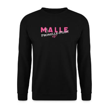 MALLE Promille-Pilot - Unisex Pullover - Schwarz - Vorne - Alina (178cm) & Michal (187cm)