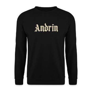 Andrin Gothic Schriftprint - Unisex Pullover - Schwarz - Vorne - Alina (178cm) & Michal (187cm)
