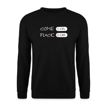 FUCK OFF, Come on - Fuck off, Fuck Off - Unisex Pullover - Schwarz - Vorne - Alina (178cm) & Michal (187cm)