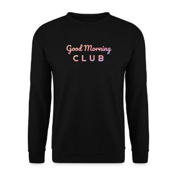 Good Morning Club – Sonnenaufgang Schrift - Unisex Pullover - Schwarz - Vorne - Alina (178cm) & Michal (187cm)