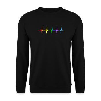 Gay Pride LGBT Heartbeat Pulse T-shirt - Sweat-shirt Unisexe - noir - Devant - Alina (178cm) & Michal (187cm)