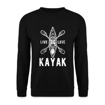 Kayakfahren Geschenk Lebe Liebe Kayak - Unisex Pullover - Schwarz - Vorne - Alina (178cm) & Michal (187cm)