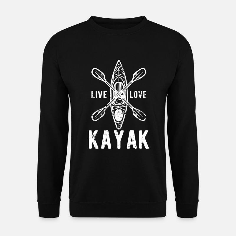 Kayakfahren Geschenk Lebe Liebe Kayak - Unisex Pullover - Schwarz