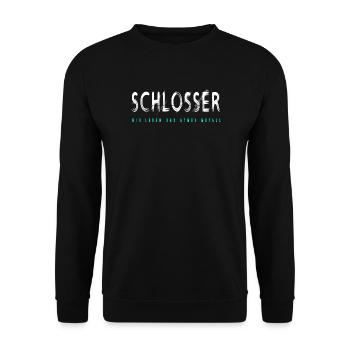 Schlosser Handwerker Design - Unisex Pullover - Schwarz - Vorne - Alina (178cm) & Michal (187cm)