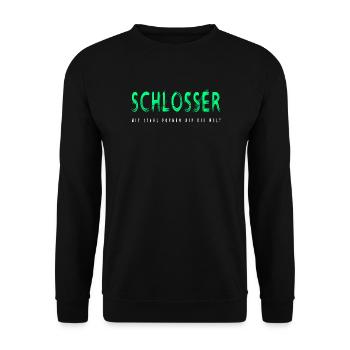 Schlosser Handwerker Design - Unisex Pullover - Schwarz - Vorne - Alina (178cm) & Michal (187cm)