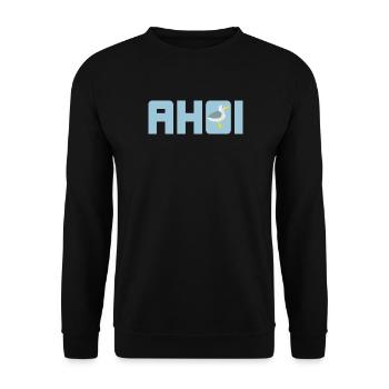 Ahoi Möwe hellblau Küste maritim Meer Schiff Hanse - Unisex Pullover - Schwarz - Vorne - Alina (178cm) & Michal (187cm)