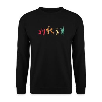 Volleyball Retro Sport Vintage - Unisex Pullover - Schwarz - Vorne - Alina (178cm) & Michal (187cm)