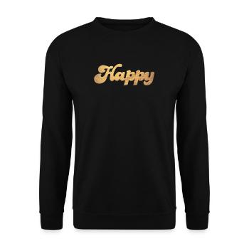 Happy Gold Squiggles Cursive Happiness Quotes - Unisex Sweatshirt - black - Front - Alina (178cm) & Michal (187cm)