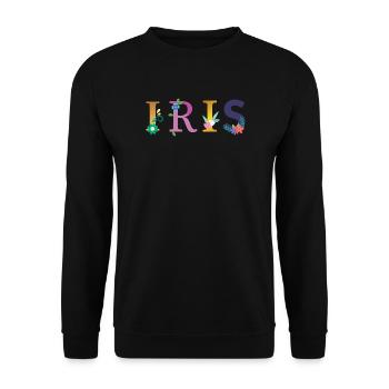 IRIS Name Adorned with Flowers - Unisex Sweatshirt - black - Front - Alina (178cm) & Michal (187cm)