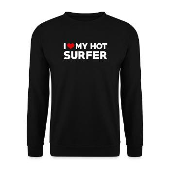I Love My Hot Surfer Husband Wife Boyfriend - Unisex Sweatshirt - black - Front - Alina (178cm) & Michal (187cm)