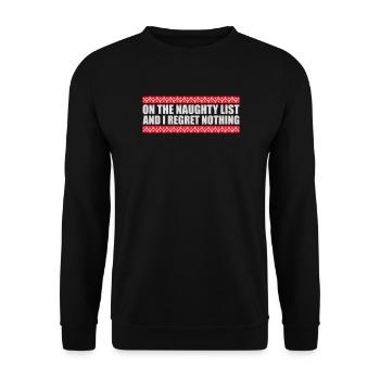 On the naughty list and regret nothing XMas Spruch - Unisex Sweatshirt - black - Front - Alina (178cm) & Michal (187cm)