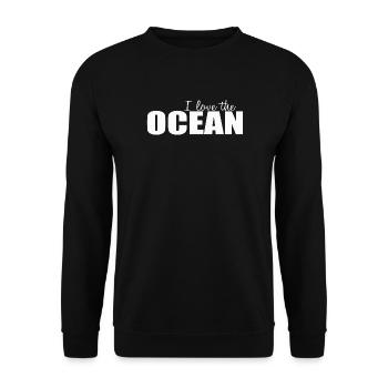I LOVE THE OCEAN - Unisex Pullover - Schwarz - Vorne - Alina (178cm) & Michal (187cm)