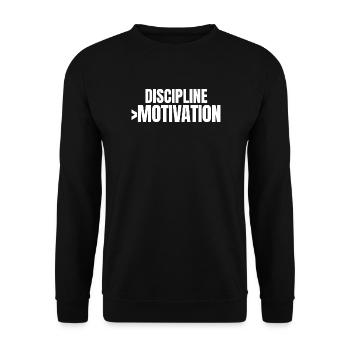 Discipline Over Motivation | Gym Motivation Shirt - Unisex Sweatshirt - black - Front - Alina (178cm) & Michal (187cm)