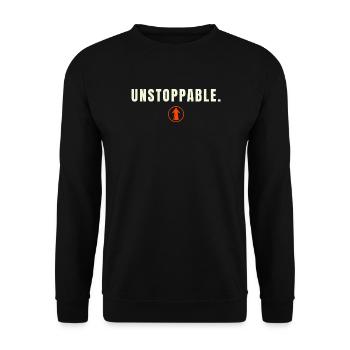 Unstoppable. Success Edition - Orange Design - Unisex Pullover - Schwarz - Vorne - Alina (178cm) & Michal (187cm)