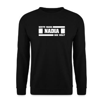 Muttertag Nadia - Unisex Pullover - Schwarz - Vorne - Alina (178cm) & Michal (187cm)