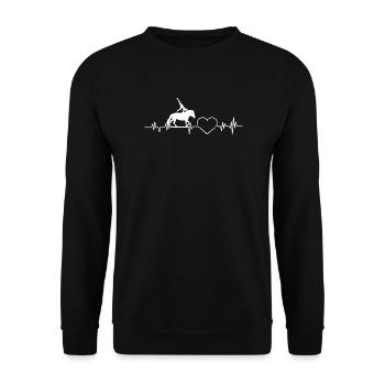 Voltigieren Herzschlag Herz Pferd Puls EKG - Unisex Pullover - Schwarz - Vorne - Alina (178cm) & Michal (187cm)