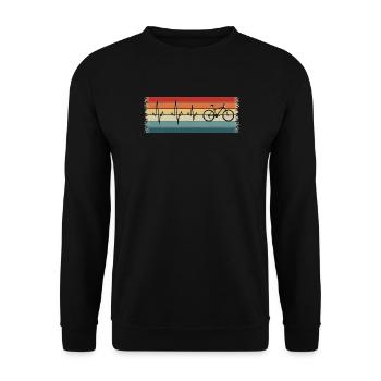 Retro Cycling Heartbeat Cycling MTB - Unisex Sweatshirt - black - Front - Alina (178cm) & Michal (187cm)