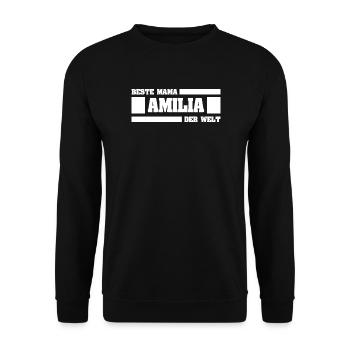 Muttertag Amilia - Unisex Pullover - Schwarz - Vorne - Alina (178cm) & Michal (187cm)