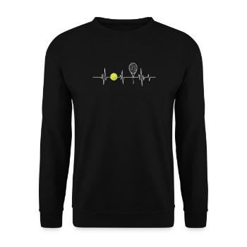 Tennis Heartbeat Player Coach Court Lover - Unisex Sweatshirt - black - Front - Alina (178cm) & Michal (187cm)