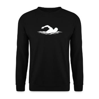 Schwimmer-Silhouette im Wasser - Unisex Pullover - Schwarz - Vorne - Alina (178cm) & Michal (187cm)