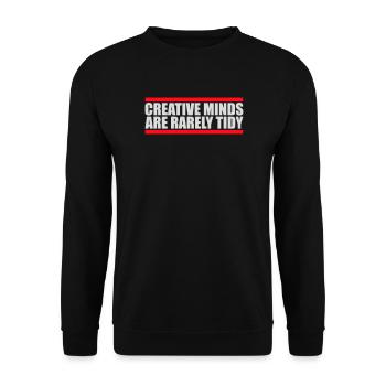 Creative Minds Are Rarely Tidy Lustig Kreativ Logo - Unisex Pullover - Schwarz - Vorne - Alina (178cm) & Michal (187cm)