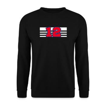 Nummer 12 Frankreich - Unisex Pullover - Schwarz - Vorne - Alina (178cm) & Michal (187cm)