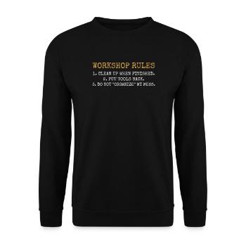 Workshop-Regeln organisieren mein Chaos nicht - Unisex Pullover - Schwarz - Vorne - Alina (178cm) & Michal (187cm)