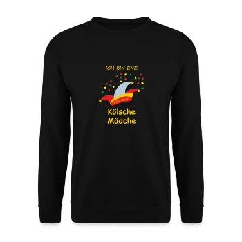 "ICH BIN ENE KÖLSCHE MÄDCHE" 3 - Unisex Pullover - Schwarz - Vorne - Alina (178cm) & Michal (187cm)