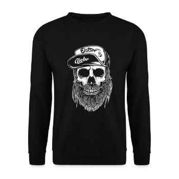 Ostseeliebe - Anker Skull Design - Unisex Pullover - Schwarz - Vorne - Alina (178cm) & Michal (187cm)