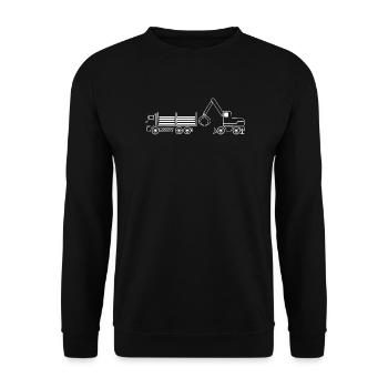 camion de transport et excavatrice - Sweat-shirt Unisexe - noir - Devant - Alina (178cm) & Michal (187cm)