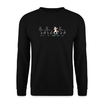 PFLEGEKRAFT Einhorn Beruf Besonders Einzigartig - Unisex Pullover - Schwarz - Vorne - Alina (178cm) & Michal (187cm)