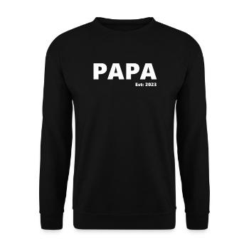 Endlich Vater - Geburt u.stolzer Vater 2023 - Papa - Unisex Pullover - Schwarz - Vorne - Alina (178cm) & Michal (187cm)