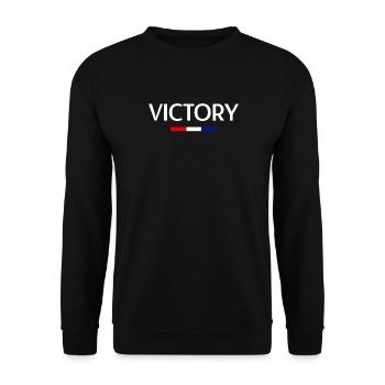 Sieg – Typografie mit Akzent - Unisex Pullover - Schwarz - Vorne - Alina (178cm) & Michal (187cm)