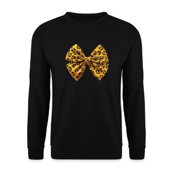 Chic Leopard Bow T-shirt - Unisex Sweatshirt - black - Front - Alina (178cm) & Michal (187cm)