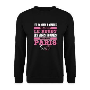 Les Vrais Hommes Regardent Paris - Sweat-shirt Unisexe - noir - Devant - Alina (178cm) & Michal (187cm)