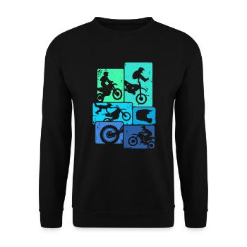 Dirt Bike Motocross Retro Enduro Supermoto - Sweat-shirt Unisexe - noir - Devant - Alina (178cm) & Michal (187cm)