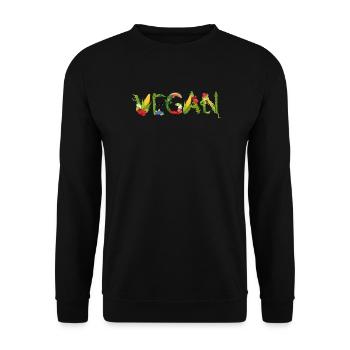 VEGAN Fruit and Vegetable Lettering Illustration - Unisex Sweatshirt - black - Front - Alina (178cm) & Michal (187cm)